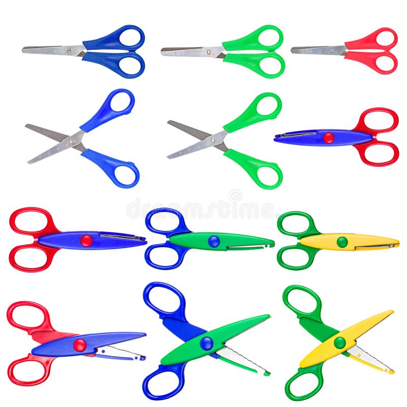 Set Scissors Isolated on White Background Stock Image Image of steel