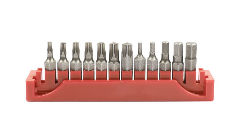 Set of screwdriver bits isolated stock photo