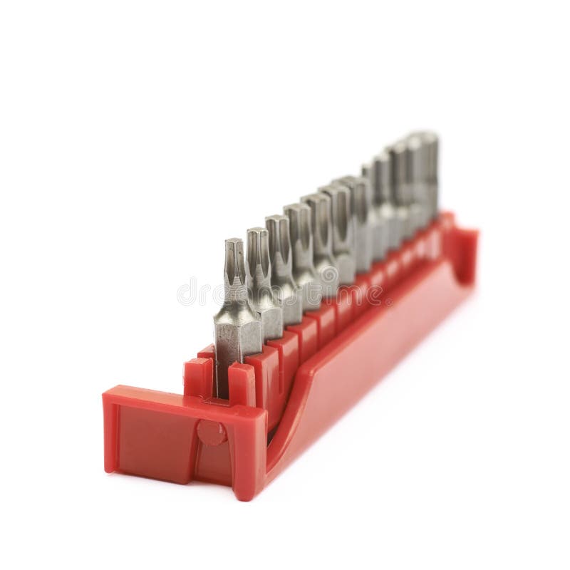 Set of screwdriver bits isolated stock image