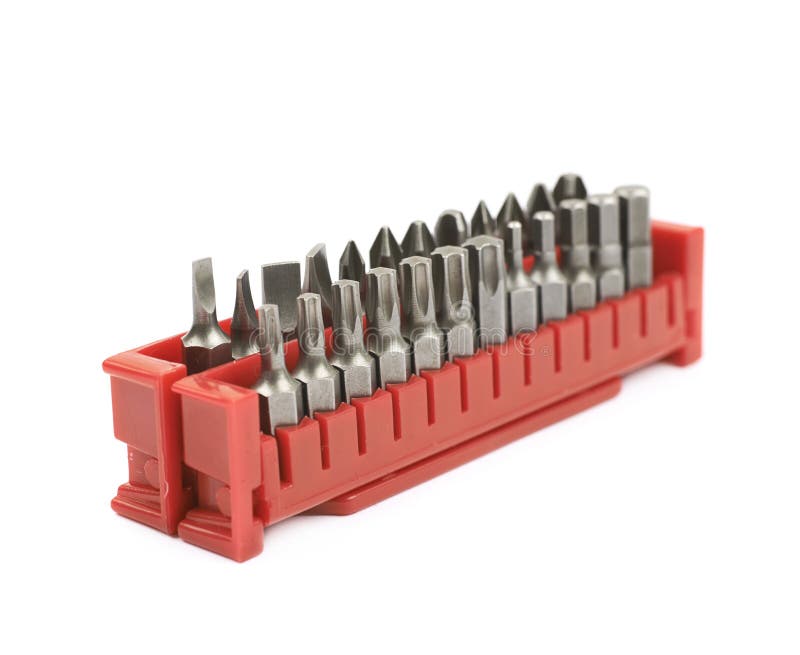 Set of screwdriver bits isolated stock photography