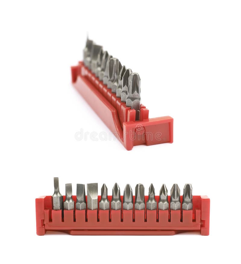 Set of screwdriver bits isolated royalty free stock photography