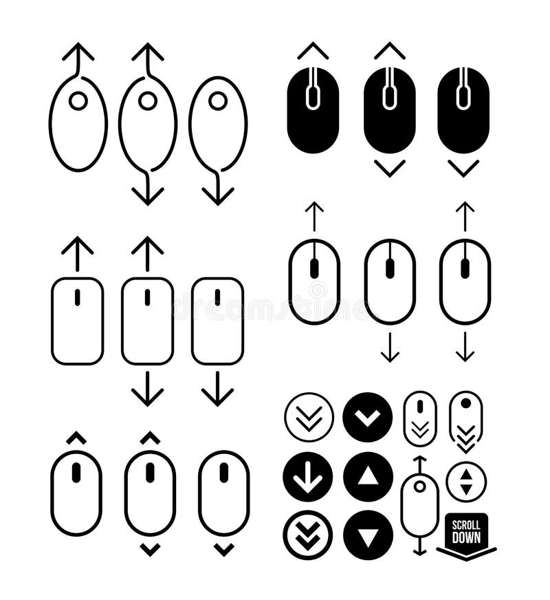 Set of scroll down up computer mouse icon. Flat design. Vector illustration. Isolated on white background stock illustration Set of scroll down up computer mouse icon. Flat design. Vector illustration. Isolated on white background stock illustration