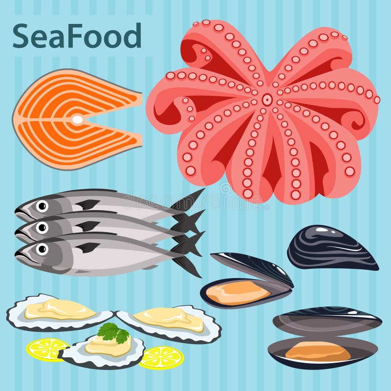 Set sea food ingredients