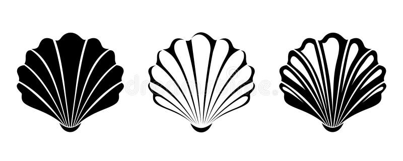 Set of Sea Shells. Vector Black Silhouettes. Stock Vector