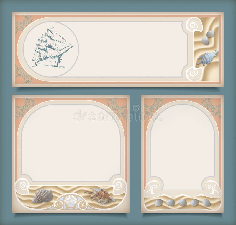 Set of sea vintage vacation frame banners, labels