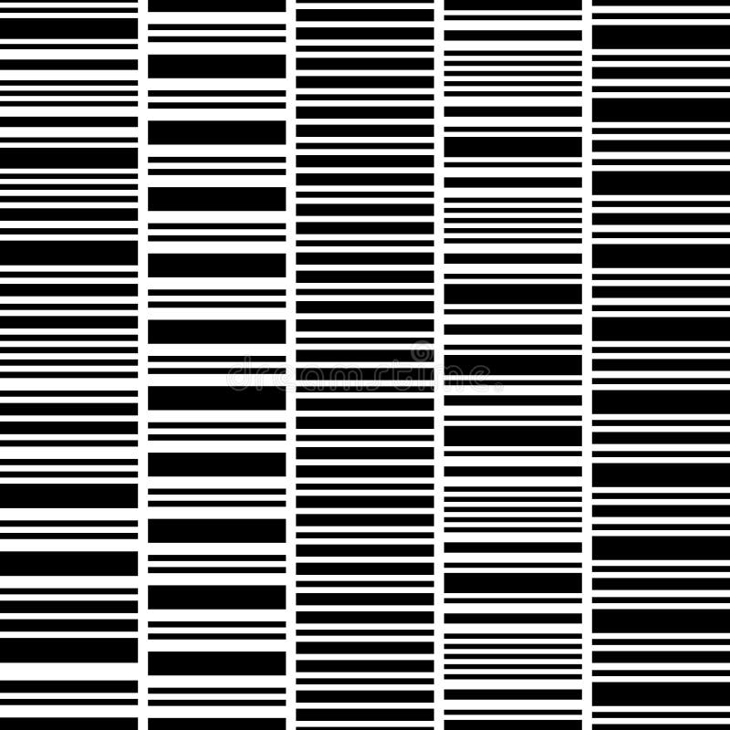 Set of seamless black white horizontal stripes stock illustration