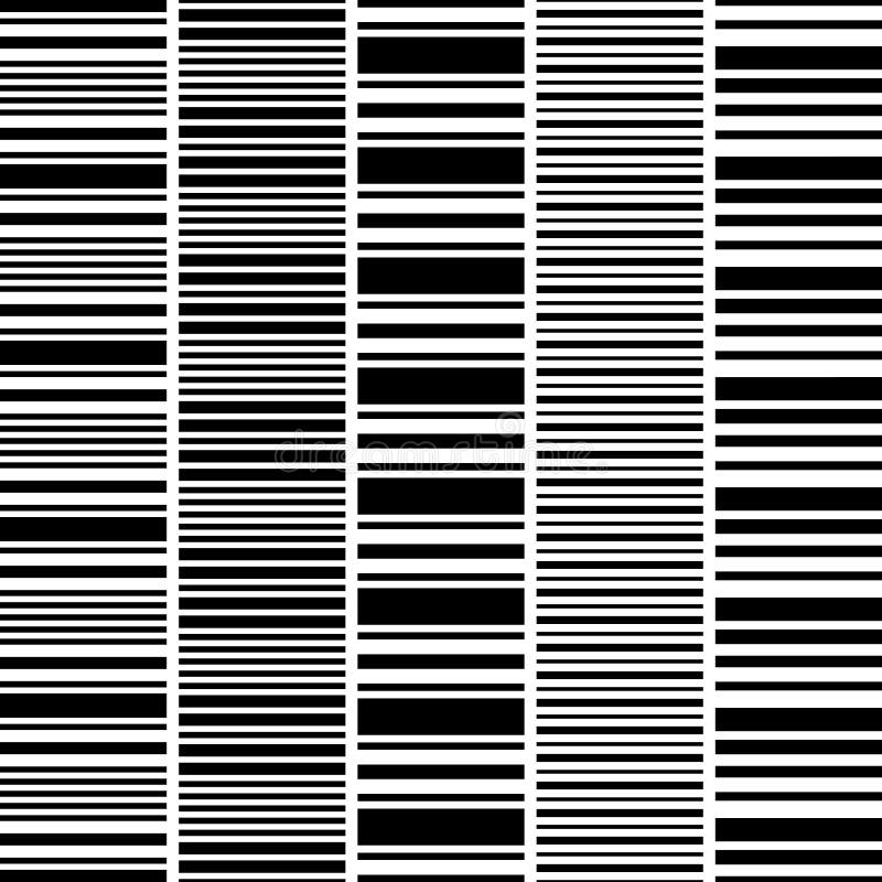 Set of seamless black white horizontal stripes vector illustration