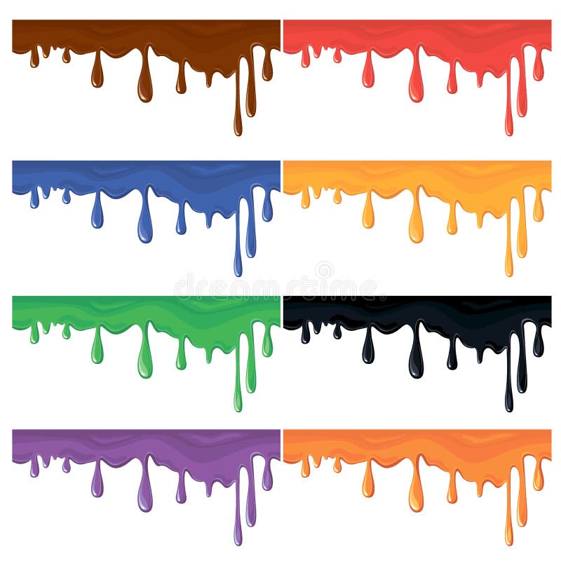 Set of seamless colorful paint splashes, on white, abstract background.