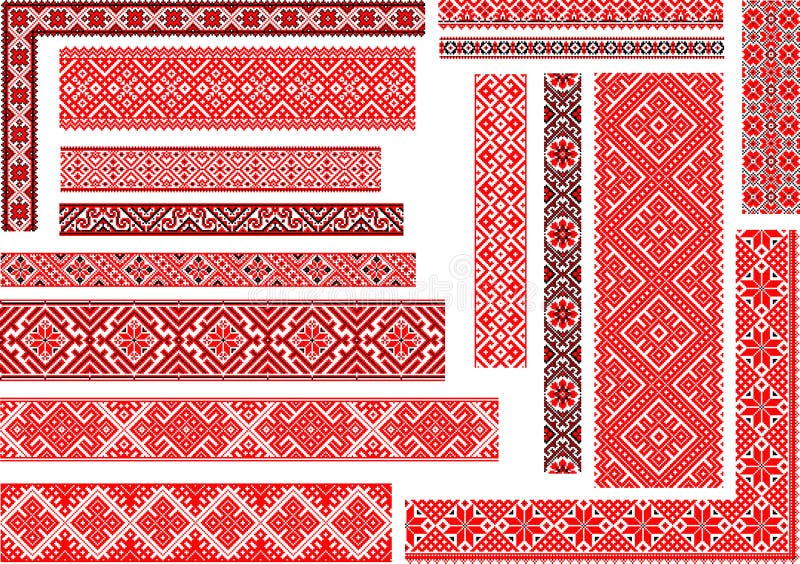 Set of 15 Seamless Ethnic Patterns for Embroidery Stitch