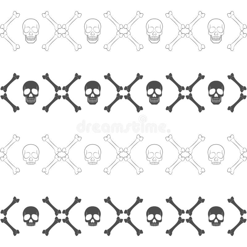 Set of seamless horizontal patterns with skull and bones. Vector pattern. vector illustration Set of seamless horizontal patterns with skull and bones. Vector pattern. vector illustration