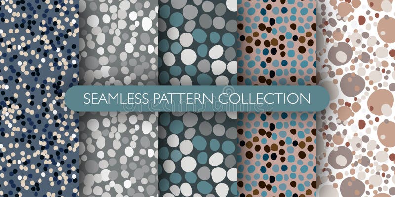 Set of seamless masonry pattern with rocks silhouettes. Stone ornament pattern collection