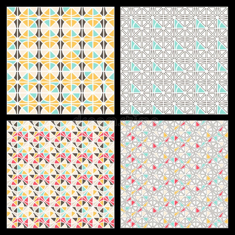 Set of seamless mosaic triangle pattern. Vector geometric background royalty free illustration