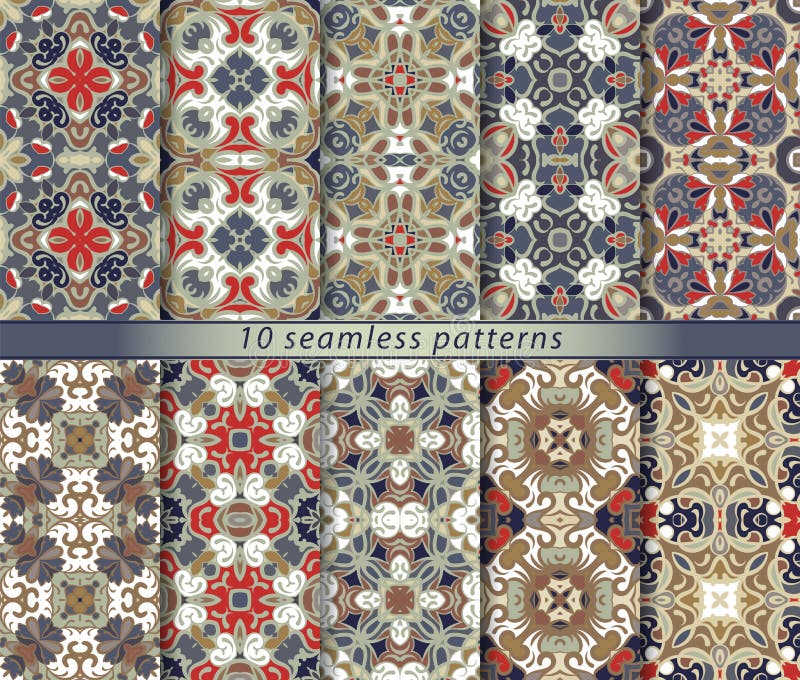 Seamless Oriental Style Patterns Stock Vector - Illustration of