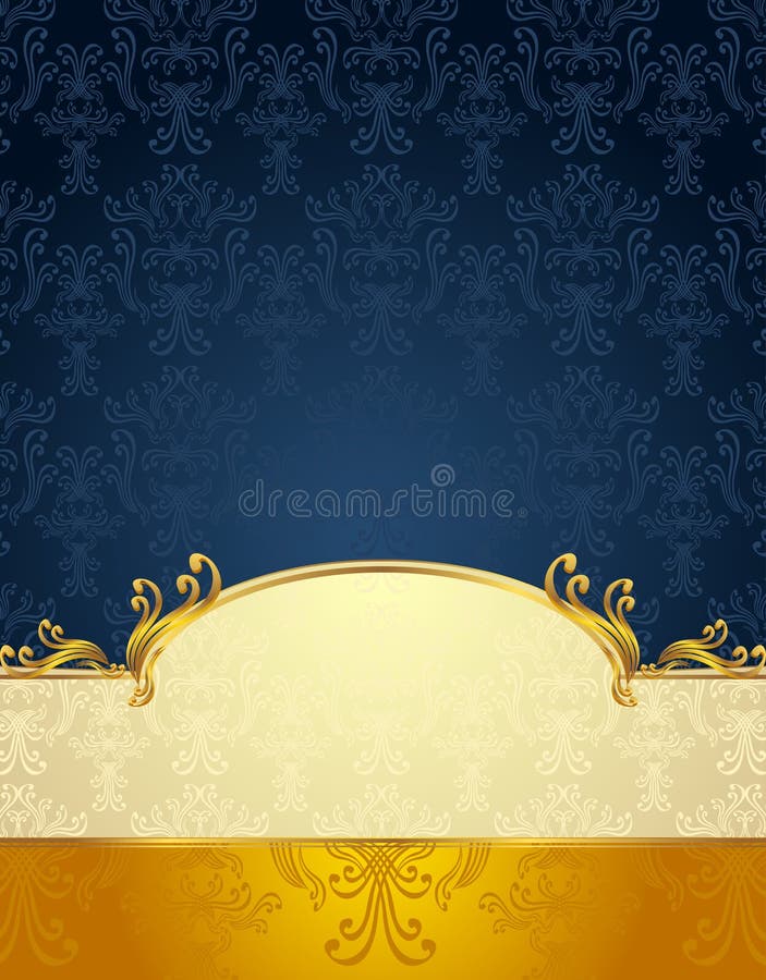 Set Seamless pattern in Victorian style Gold and D