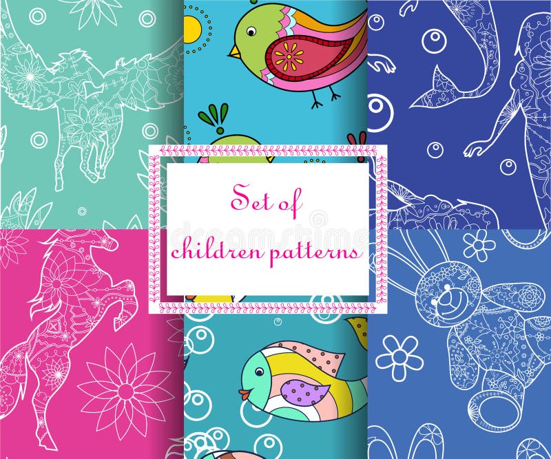 Set of seamless patterns childish