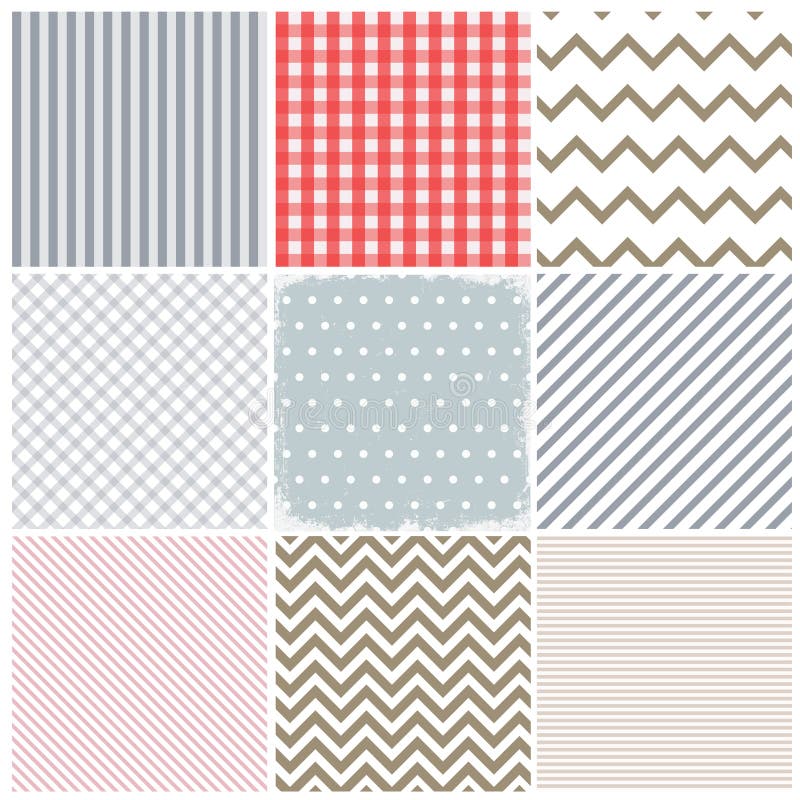 Set of seamless patterns and a grunge frame vector illustration