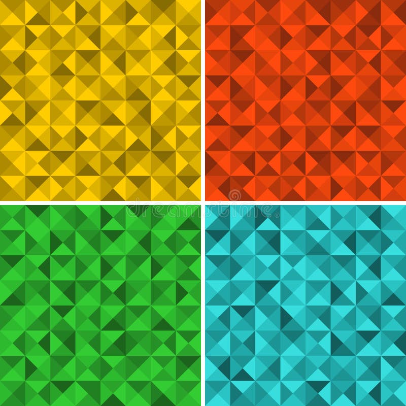 Set of seamless patterns with triangles. stock illustration