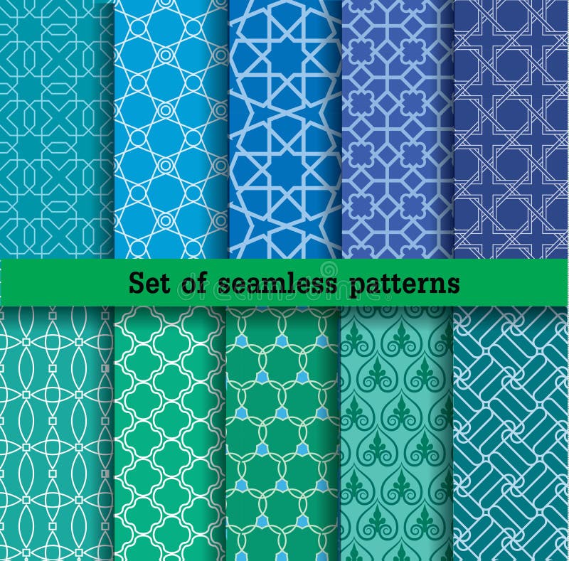 Set of seamless patterns. Used for wallpaper, print, pattern, fabric,. Repetitive work, tile work, advertising, web design vector illustration