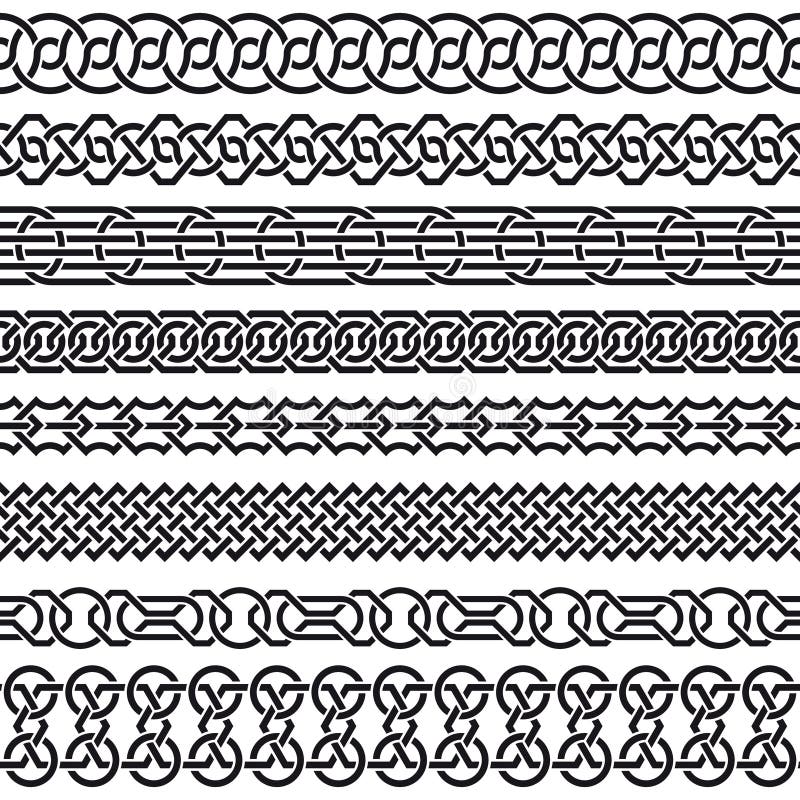 Set of Seamless Vintage Borders in the Form of Celtic Ornament Stock ...