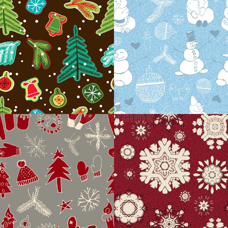 Set of Seamless Wrapping Paper for Christmas Gift Stock Illustration ...