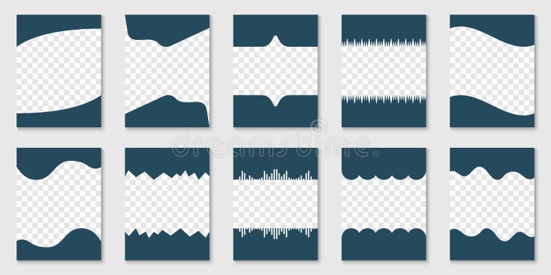Set of Separator Shapes. Abstract Curve Lines, Wave Frame for Web Page. Template Divider Header for App, Banners or Posters. Isolated Vector Illustration.
