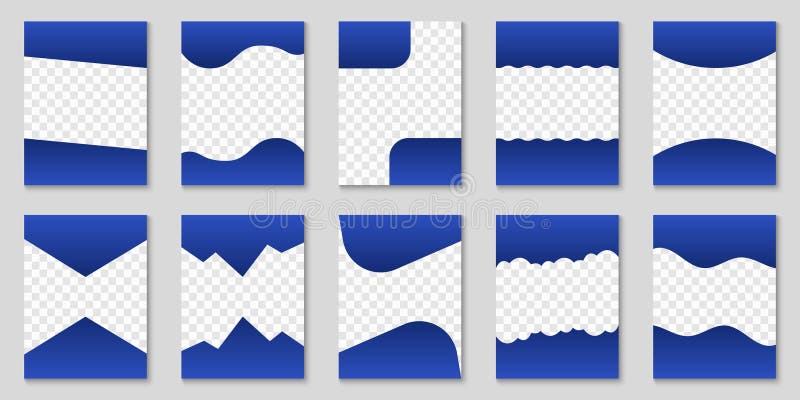 Set of Separator shapes for Website. Abstract Curve Lines, Wave Frame for Web Page. Template Divider Header for App vector illustration