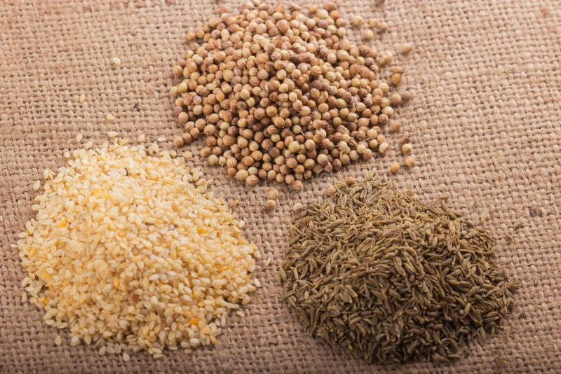 Set of Sesame, Coriander, Cumin Stock Image Image of kitchen, herb