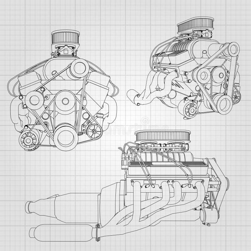 Entry #37 by abdurr681 for need illustration / vector drawing of V8 engine  | Freelancer