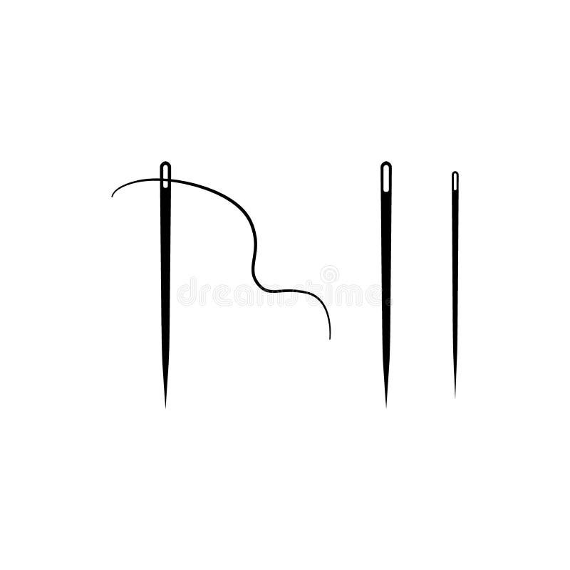 Set of sewing needles vector icons. Sewing needle and thread.