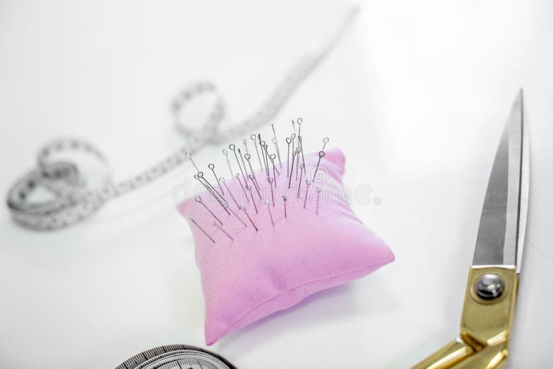 Set of Sewing Scissors, Measuring Tape Stock Photo Image of polka