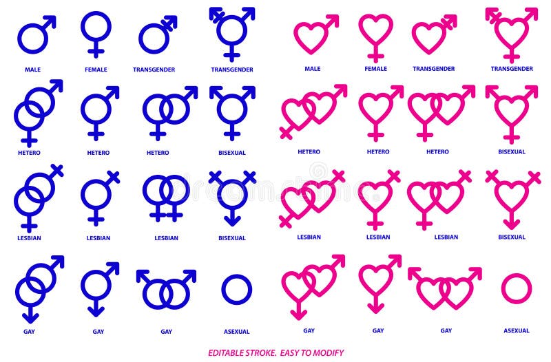 Gender Symbols Set Sexual Orientation Icons Male Female
