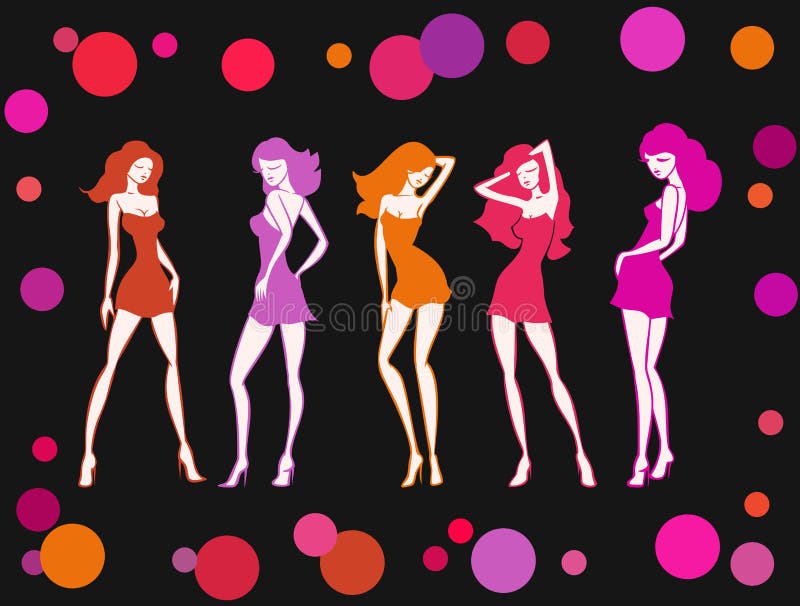 Set girl in dance circles background color stock illustration Set girl in dance circles background color stock illustration