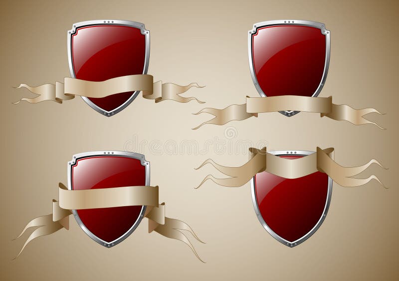 Set Of Shields With Banners Stock Vector Illustration of heraldic
