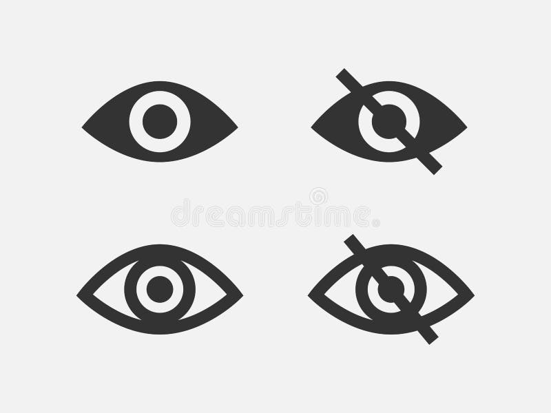 Set Show Password Icon Eye Symbol Vector Vision Hide From Watch Icon