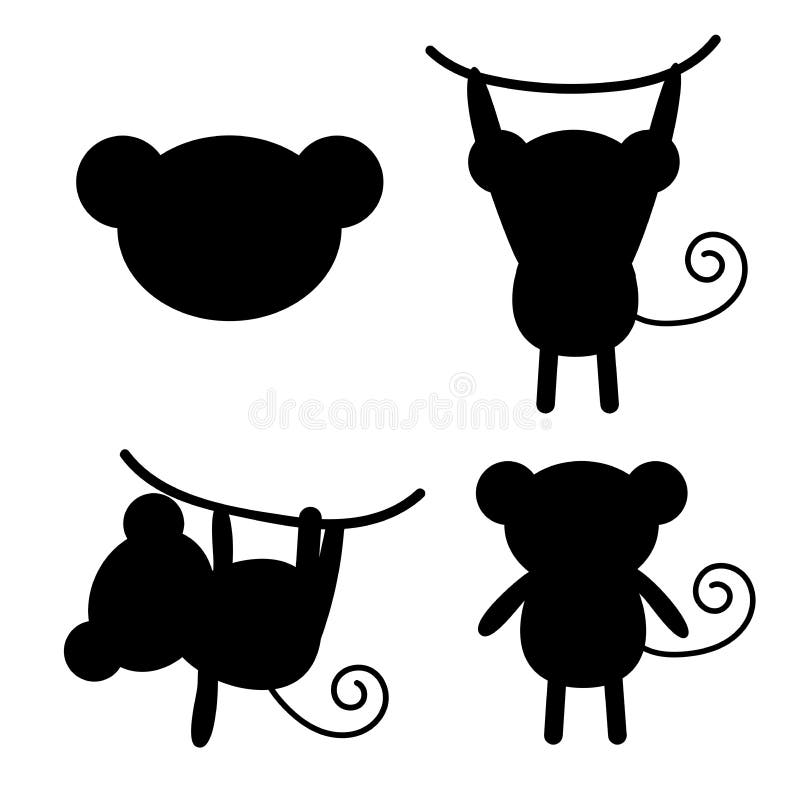 Set of Silhouette Cartoon Giraffes Boho. Vector Illustration Stock