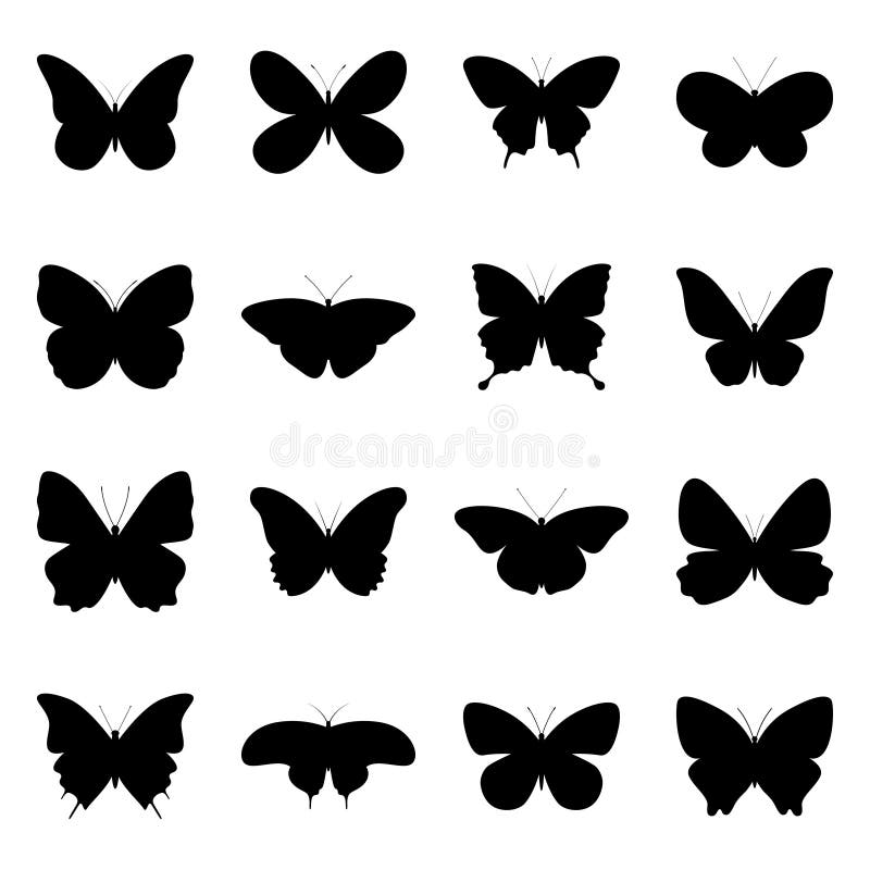 Flame butterflies silhouettes set y2k 90s Vector Image
