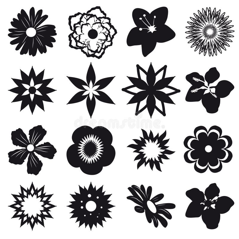 Flower Vectors Black Outlines Stock Vector - Illustration of vectorized ...