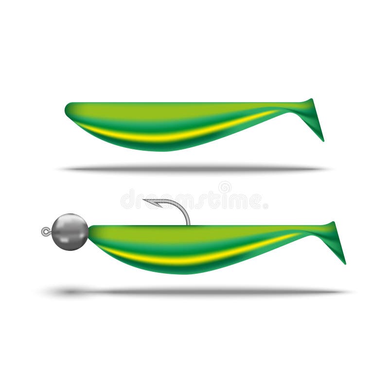 https://thumbs.dreamstime.com/b/set-silicone-fish-green-soft-plastic-jig-lure-fishing-hook-sinker-rigless-bait-realistic-d-vector-object-isolated-280096004.jpg