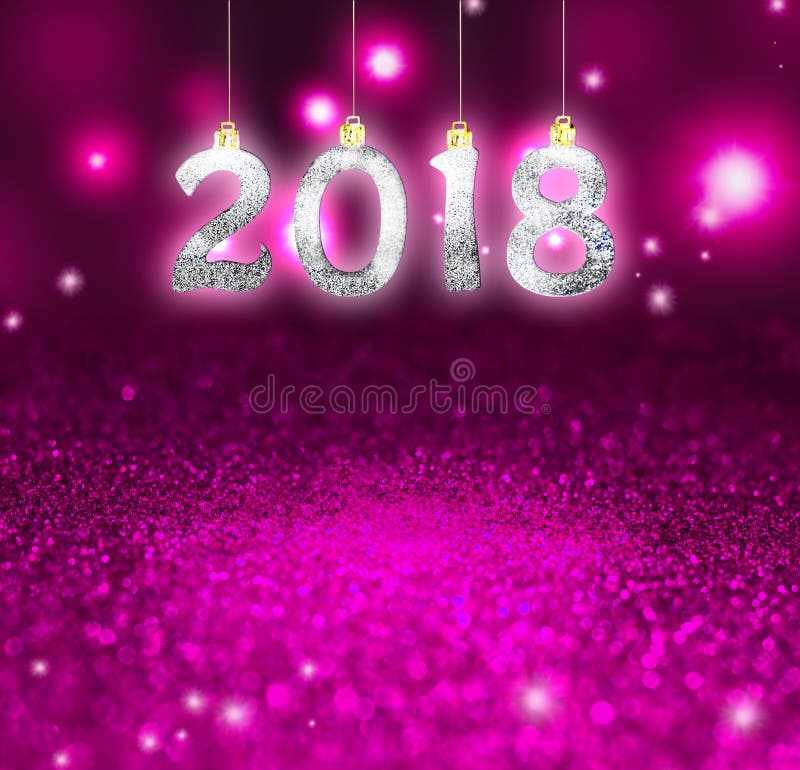 Download Set Of Silver Shiny Digits On Glitter Background. New Year 2018 Background. Christmas Stock Photo - Image: 100459824