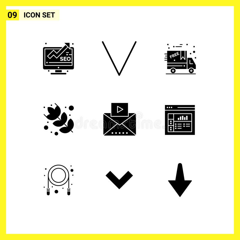 Set 9 simboluri Ui moderne simboluri pentru design media Cyber Luni Mail Făină vector illustration