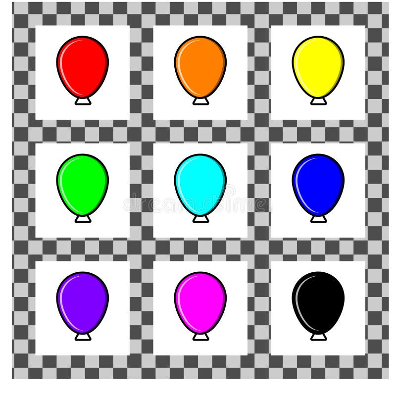 A set of simple balloons of different colors in flat style. Each individual is isolated on a white background. Simple highlights stock illustration A set of simple balloons of different colors in flat style. Each individual is isolated on a white background. Simple highlights stock illustration