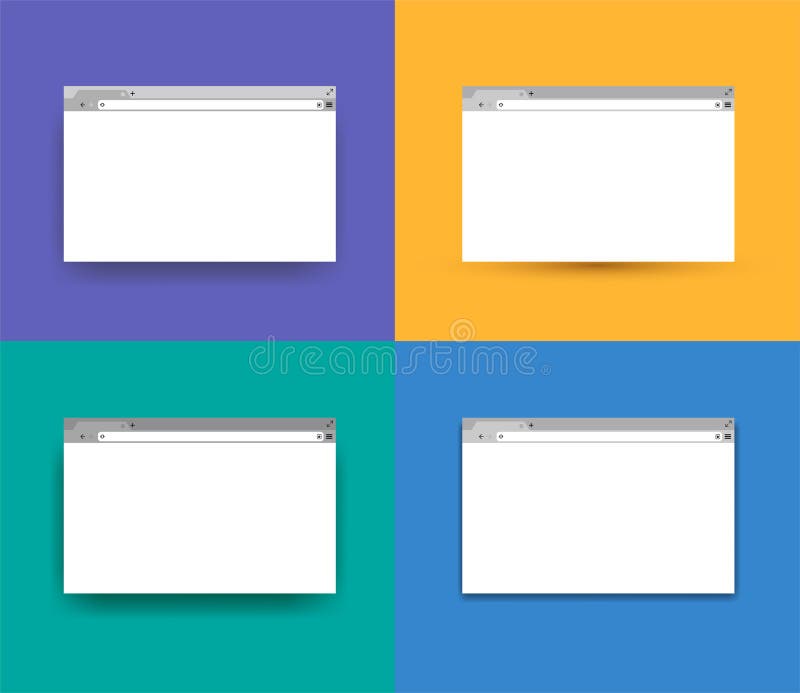 Set of Simple browser window, flat design. Vector illustration. Isolated on colorful background stock illustration Set of Simple browser window, flat design. Vector illustration. Isolated on colorful background stock illustration