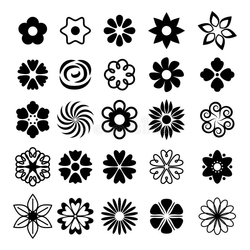 Set of Simple Flowers Icons Stock Vector - Illustration of flower ...