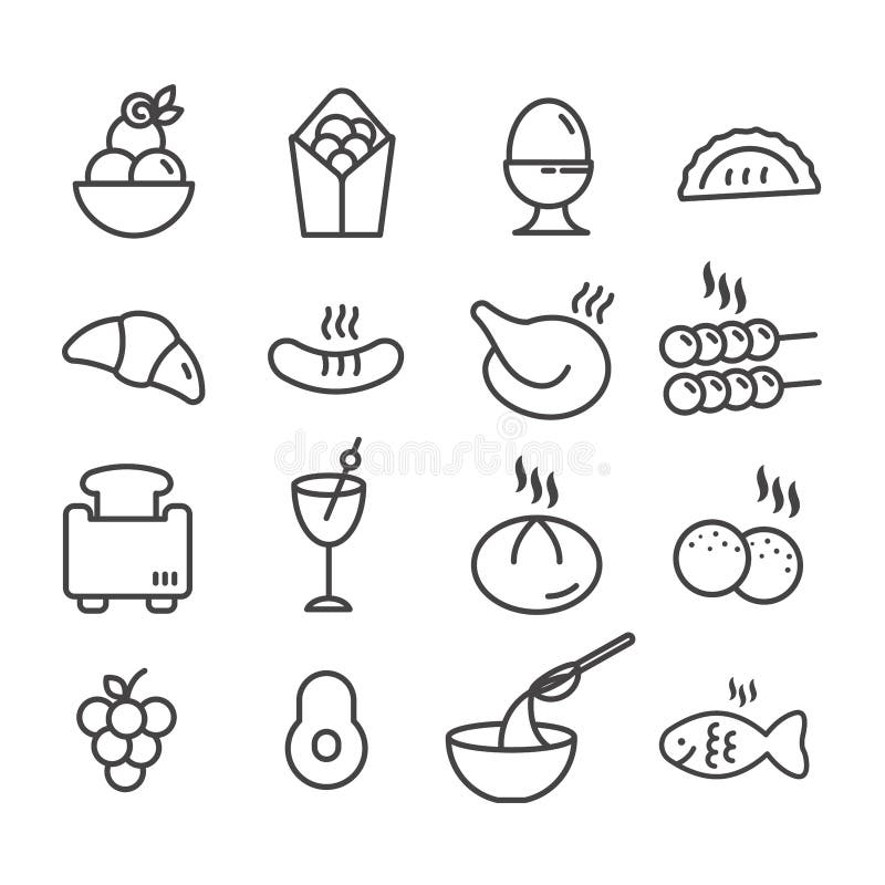 Modern Simple Set of food, location, drinks Vector outline Icons