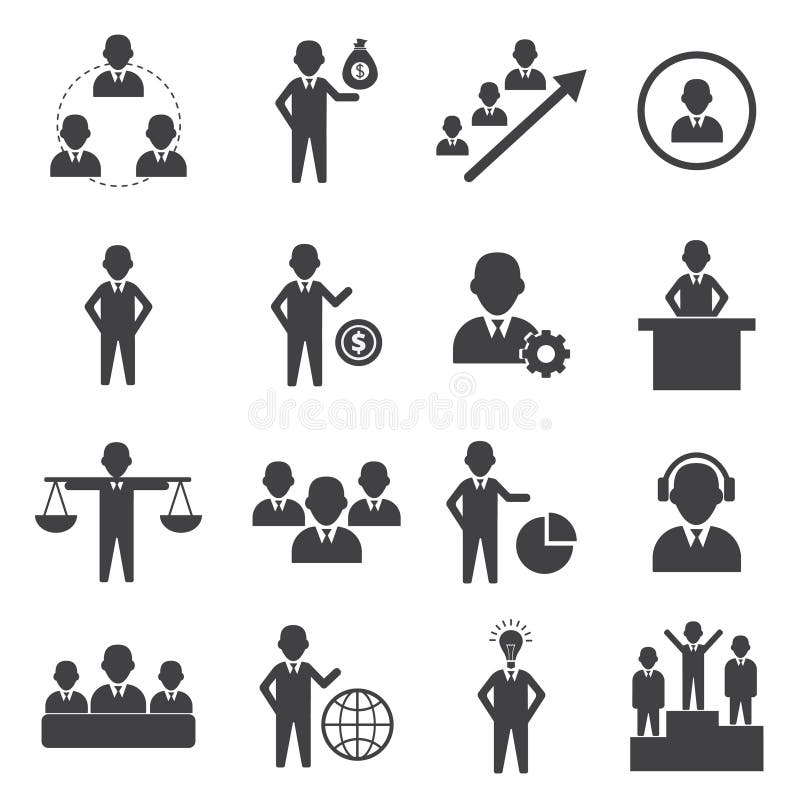 Set Of 16 Simple Human Resoures Icons.