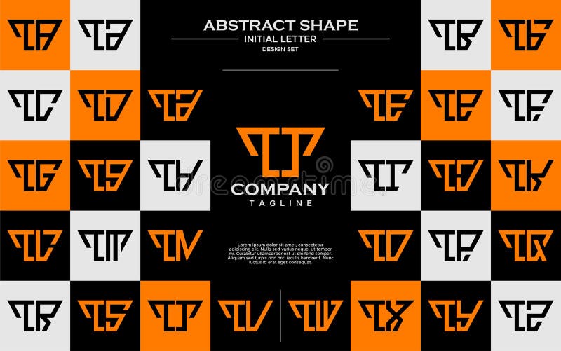 Set of simple trapezoid shape letter T TT logo design royalty free illustration