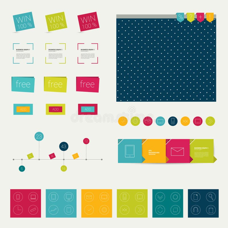Set of simply minimalistic flat infographic elements. Vector flat and lined shapes.