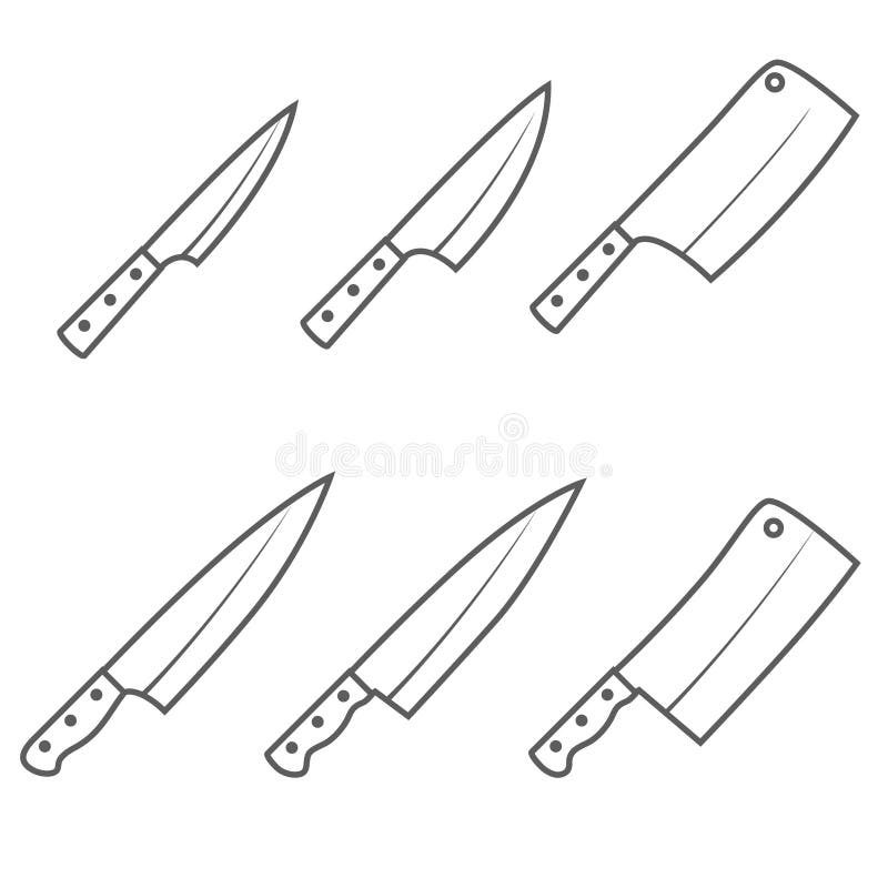 Knives Vector Butcher Meat Knife Set Chef Cutting With Kitchen Drawknife Or  Cleaver And Sharp Knifepoint Illustration Isolated On White Background  Stock Illustration - Download Image Now - iStock