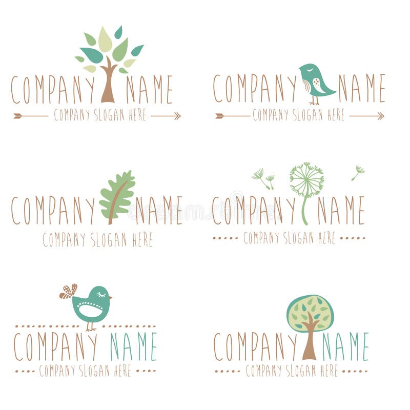 Set of six nature and gardening logos