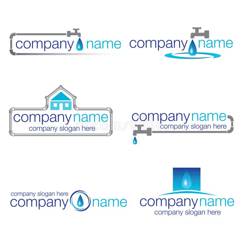 Un conjunto compuesto por seis logotipos fontaneros a Agua companías.